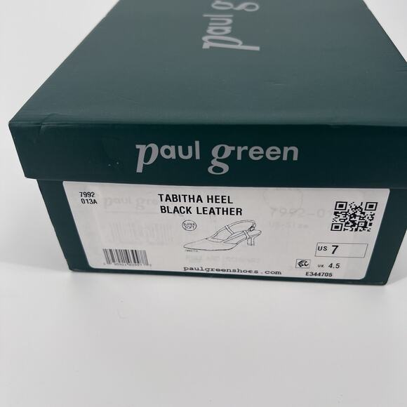 Paul Green Tabitha Kitten Heel Sz US 7 / UK 4.5 Black Leather - Picture 3 of 7